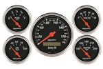 5 PC. GAUGE KIT, 3-1/8" & 2-1/16", ELEC. KM/H SPEEDOMETER, DESIGNER BLACK